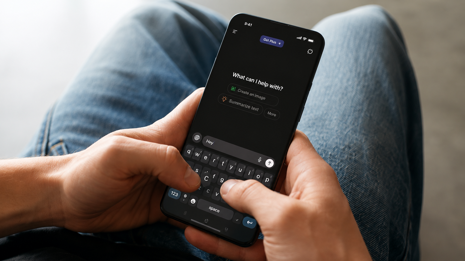 Man using ChatGPT on a mobile phone for business